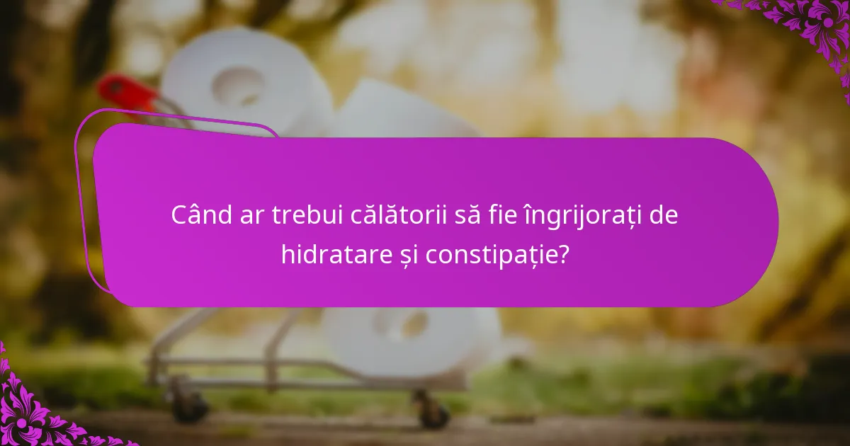 Când ar trebui călătorii să fie îngrijorați de hidratare și constipație?