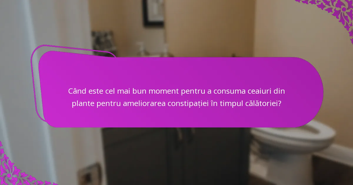 Când este cel mai bun moment pentru a consuma ceaiuri din plante pentru ameliorarea constipației în timpul călătoriei?