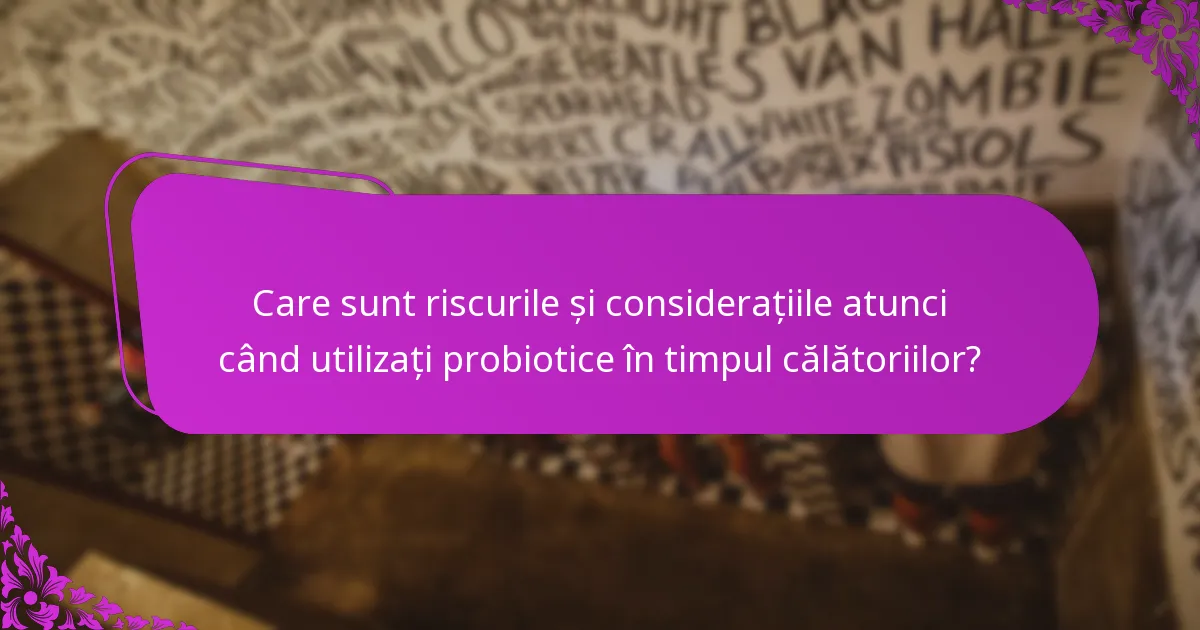 Care sunt riscurile și considerațiile atunci când utilizați probiotice în timpul călătoriilor?