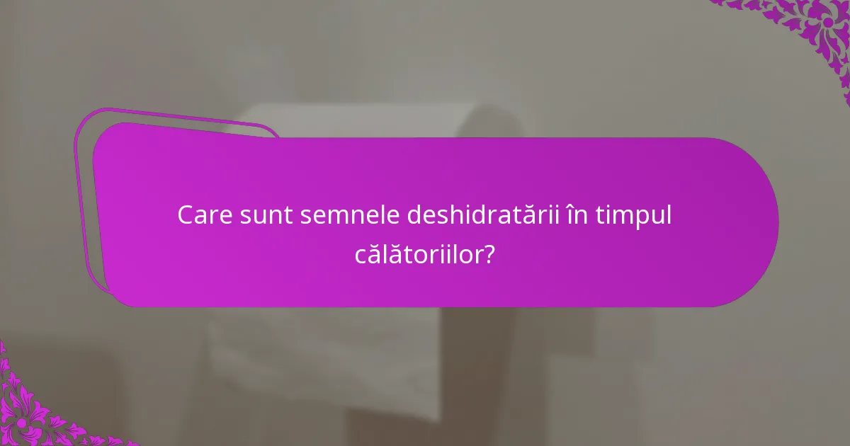 Care sunt semnele deshidratării în timpul călătoriilor?