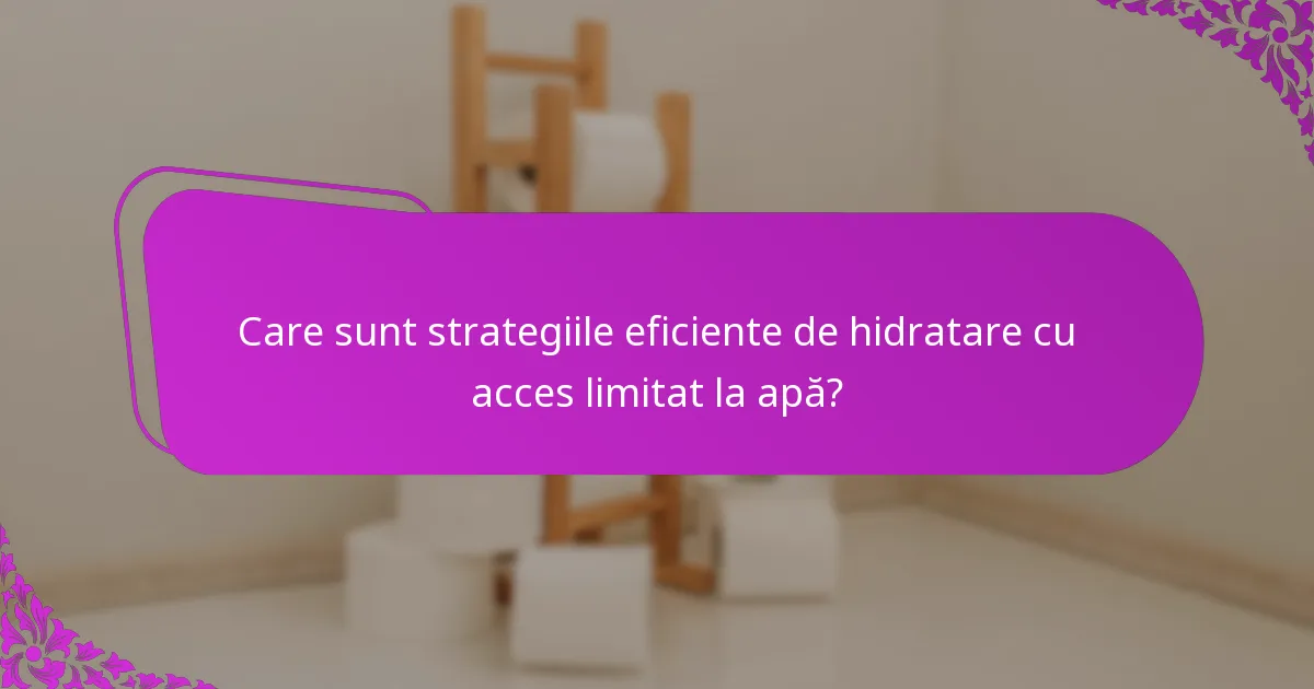 Care sunt strategiile eficiente de hidratare cu acces limitat la apă?