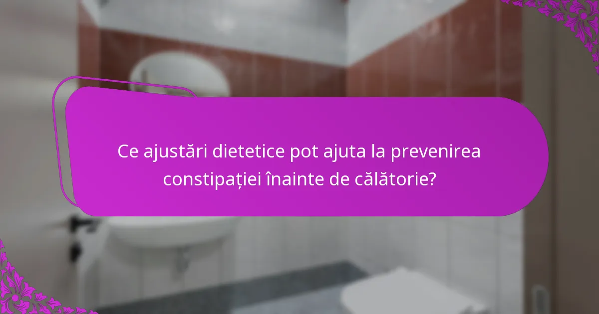 Ce ajustări dietetice pot ajuta la prevenirea constipației înainte de călătorie?