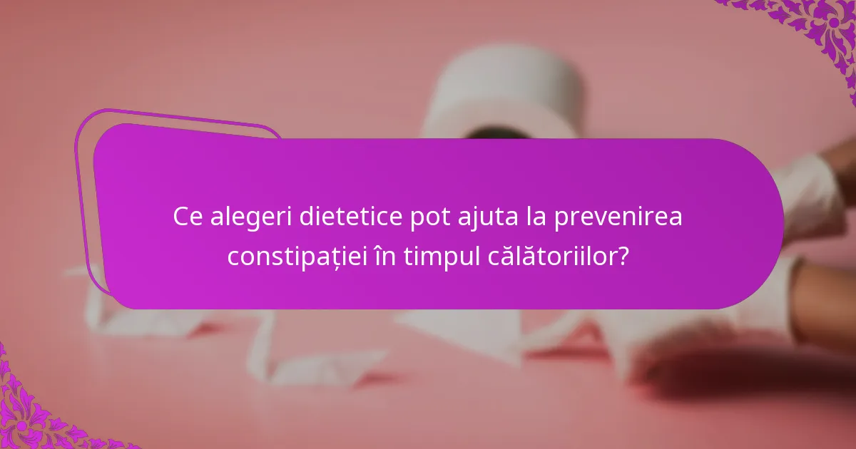 Ce alegeri dietetice pot ajuta la prevenirea constipației în timpul călătoriilor?