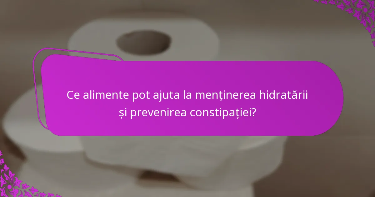 Ce alimente pot ajuta la menținerea hidratării și prevenirea constipației?