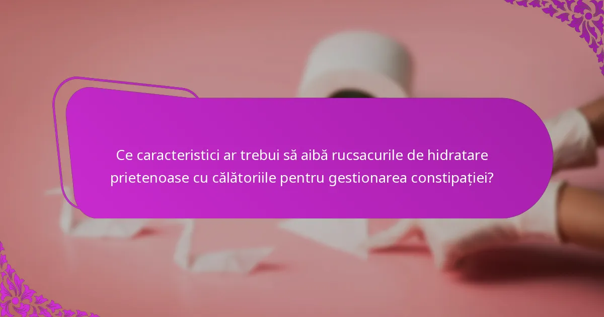 Ce caracteristici ar trebui să aibă rucsacurile de hidratare prietenoase cu călătoriile pentru gestionarea constipației?