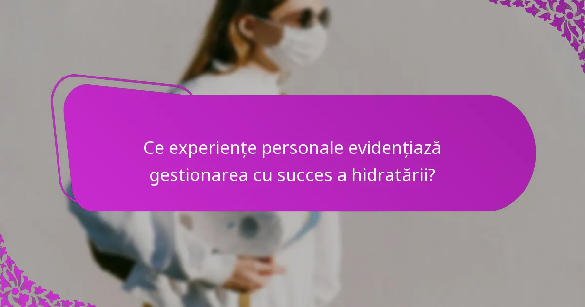 Ce experiențe personale evidențiază gestionarea cu succes a hidratării?