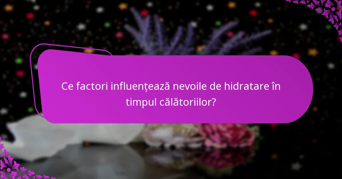 Ce factori influențează nevoile de hidratare în timpul călătoriilor?