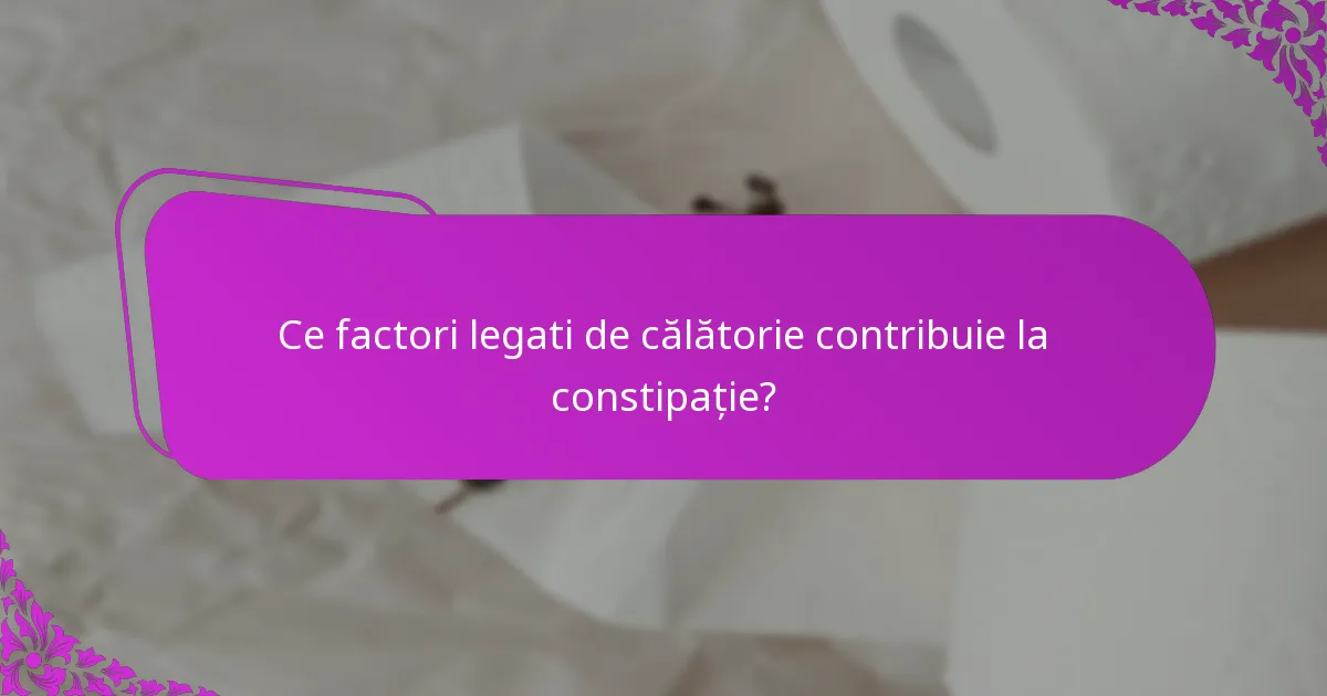 Ce factori legati de călătorie contribuie la constipație?
