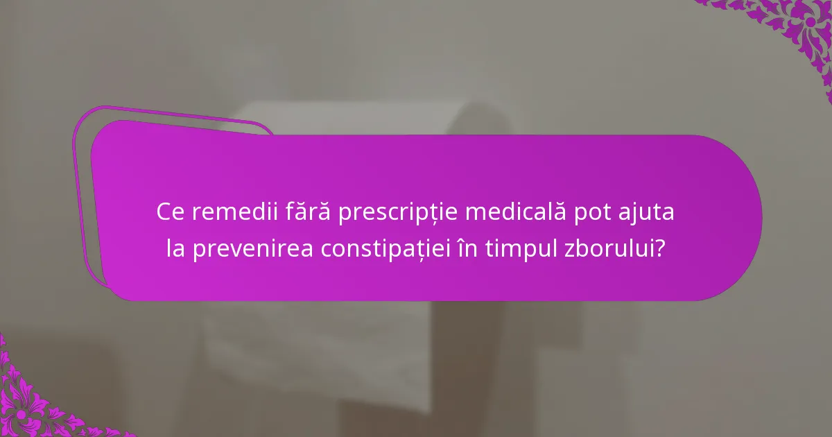 Ce remedii fără prescripție medicală pot ajuta la prevenirea constipației în timpul zborului?