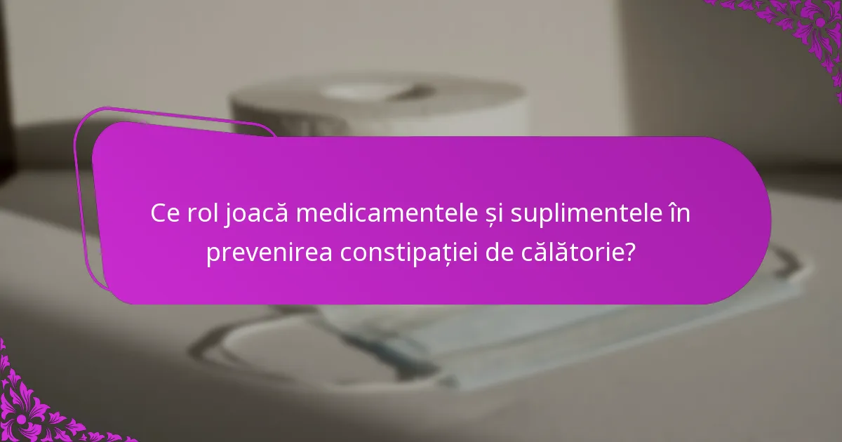 Ce rol joacă medicamentele și suplimentele în prevenirea constipației de călătorie?