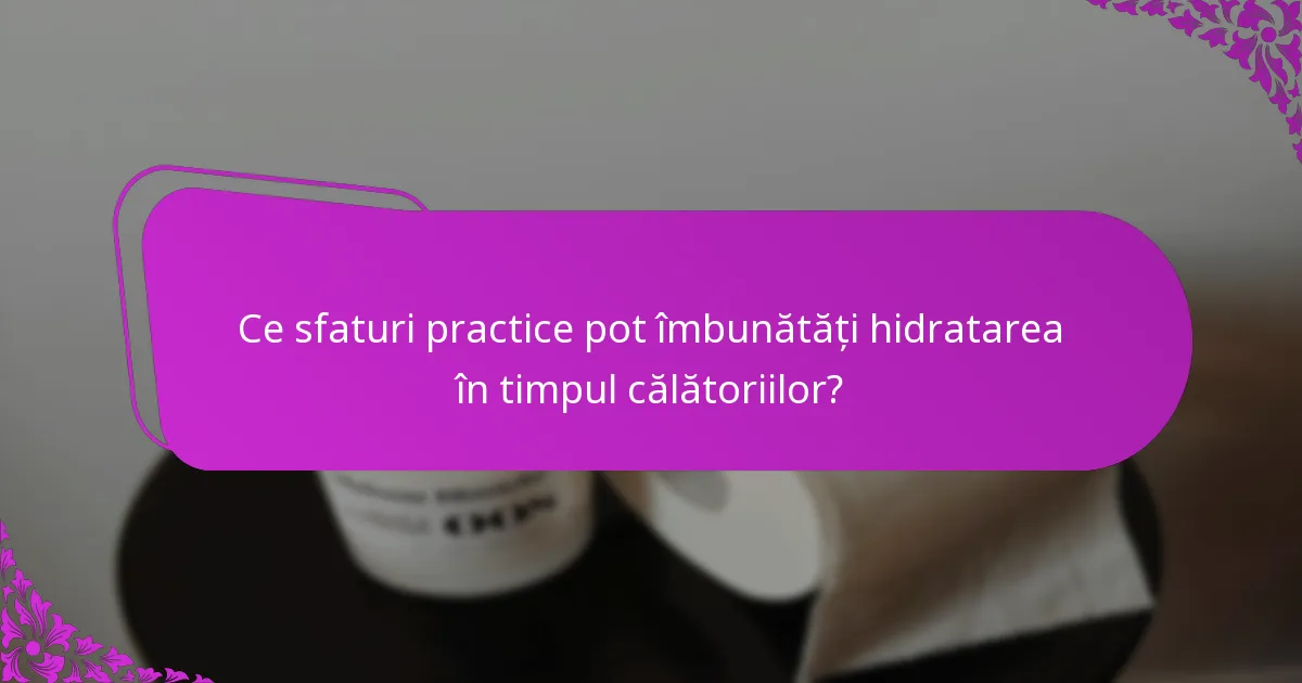 Ce sfaturi practice pot îmbunătăți hidratarea în timpul călătoriilor?