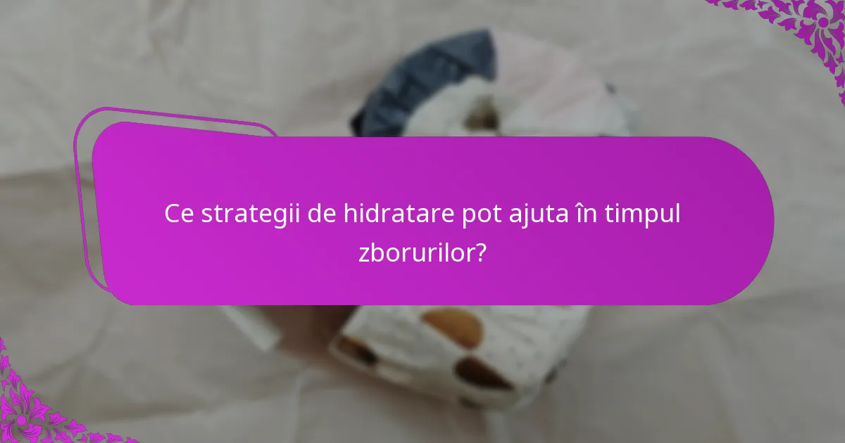Ce strategii de hidratare pot ajuta în timpul zborurilor?