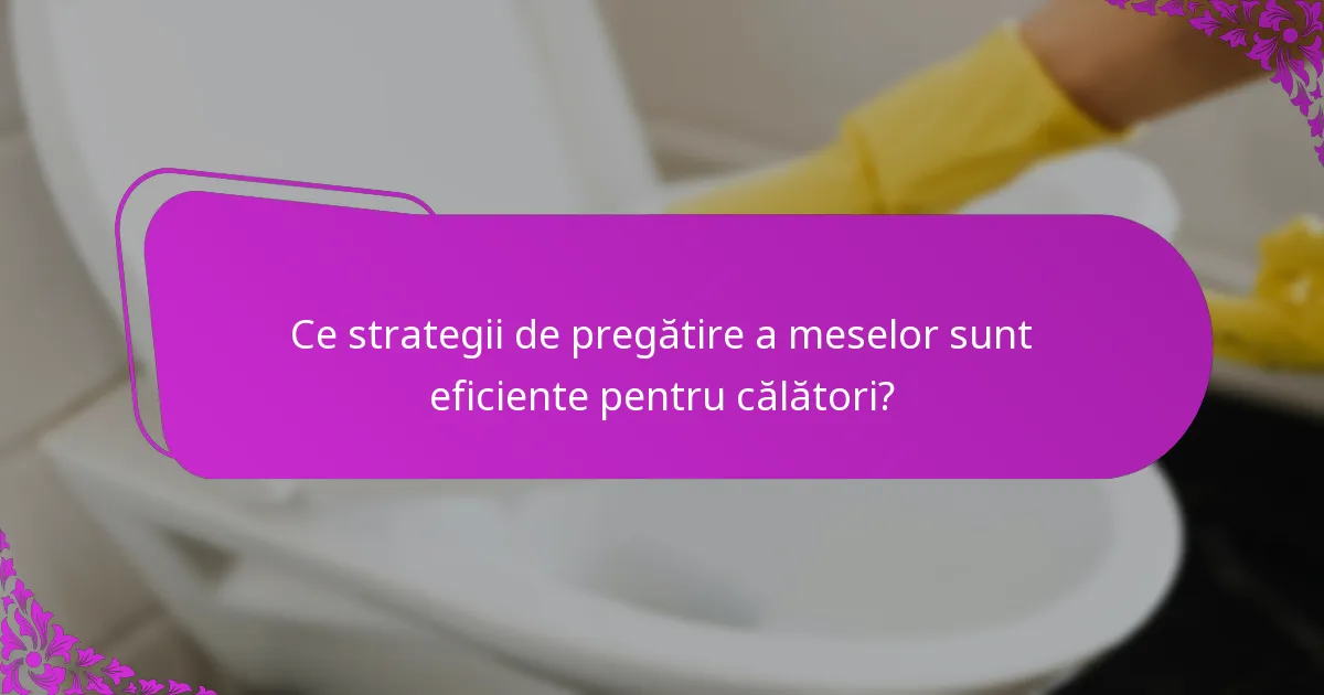 Ce strategii de pregătire a meselor sunt eficiente pentru călători?