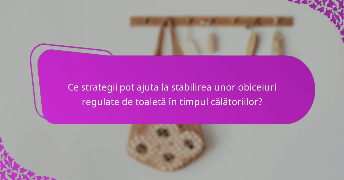Ce strategii pot ajuta la stabilirea unor obiceiuri regulate de toaletă în timpul călătoriilor?
