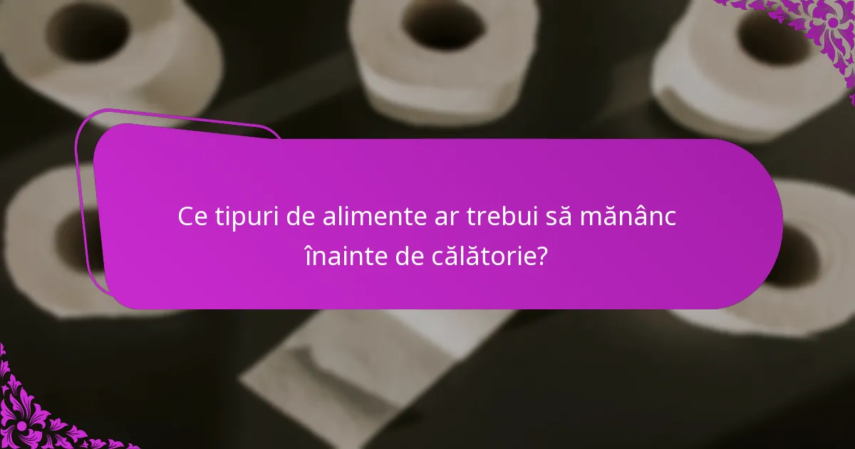 Ce tipuri de alimente ar trebui să mănânc înainte de călătorie?