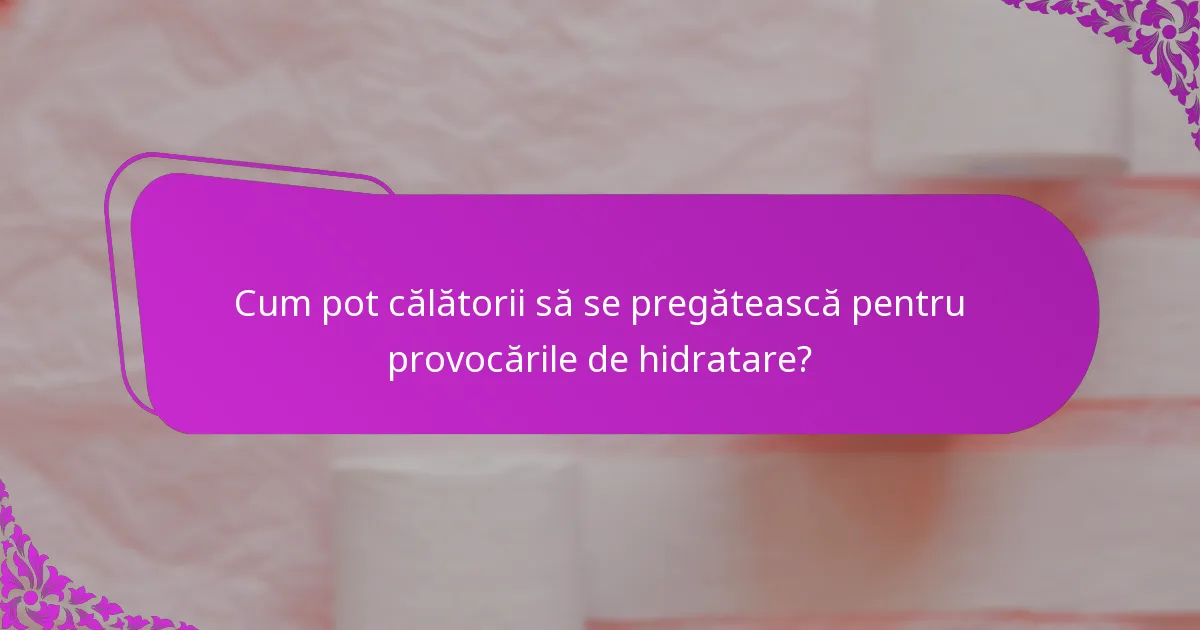 Cum pot călătorii să se pregătească pentru provocările de hidratare?